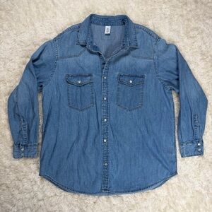 H&M Blue Denim Button-Up Shirt Size 14